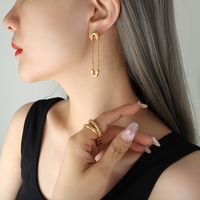 Französische Art Asymmetrisch Titan Stahl Tropfenohrringe Perle Überzug Edelstahl Ohrringe 1 Paar main image 3