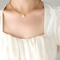 Moda Color Sólido Acero Titanio Collar Colgante Embutido Perla Collares De Acero Inoxidable 1 Pieza main image 1