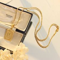 European And American Light Luxury Retro 26 Letter Tag Titanium Steel Plated 18k Real Gold Necklace sku image 13