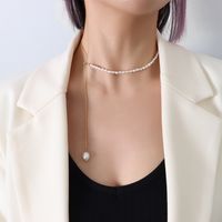 Fashion Geometric Titanium Steel Necklace Pearl Stainless Steel Necklaces main image 4
