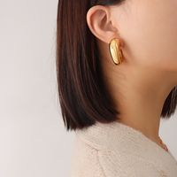 1 Pair Fashion C Shape Plating Titanium Steel Hoop Earrings sku image 3