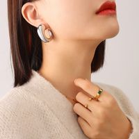 1 Pair Fashion C Shape Plating Titanium Steel Hoop Earrings sku image 4