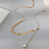Fashion Solid Color Stainless Steel Necklace Pearl Stainless Steel Necklaces 1 Piece main image 2