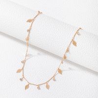 Style Simple Feuilles Alliage Strass Femmes Collier main image 2