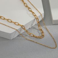 Streetwear Solid Color Stainless Steel Layered Necklaces Stainless Steel Necklaces 1 Piece main image 3