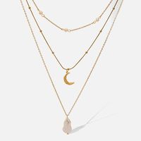 Fashion Moon Stainless Steel Layered Necklaces Pearl Stainless Steel Necklaces 1 Piece main image 2