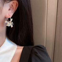 Fairy Style Flower Alloy Plating Artificial Pearls Women's Hoop Earrings 1 Pair main image 1