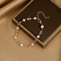 Vacation Devil's Eye Heart Shape Butterfly Alloy Enamel Artificial Pearls Women's Anklet 1 Piece sku image 6