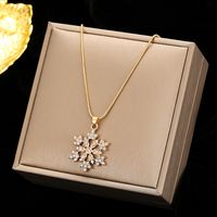 Elegant Snowflake Alloy Inlay Rhinestones Women's Earrings Necklace sku image 4