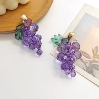 Sweet Fruit Grape Alloy Beaded Women's Drop Earrings 1 Pair main image 3