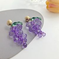 Sweet Fruit Grape Alloy Beaded Women's Drop Earrings 1 Pair main image 2