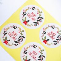 White Christmas Wreath Letter Pattern Cookie Box Decorative Round Sticker main image 4