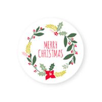 White Christmas Wreath Letter Pattern Cookie Box Decorative Round Sticker main image 2