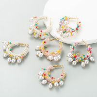Mode Géométrique Alliage Perlé Perles Artificielles Femmes Des Boucles D'oreilles 1 Paire main image 1