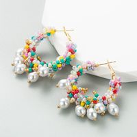 Mode Géométrique Alliage Perlé Perles Artificielles Femmes Des Boucles D'oreilles 1 Paire main image 3