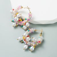 Mode Géométrique Alliage Perlé Perles Artificielles Femmes Des Boucles D'oreilles 1 Paire main image 2