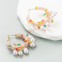 Fashion Geometric Alloy Beaded Artificial Pearls Women's Earrings 1 Pair sku image 4
