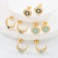 Mode Œil Le Cuivre Boucles D'oreilles Incruster Zircon Boucles D'oreilles En Cuivre 1 Paire main image 6