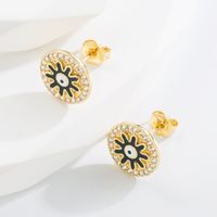 Mode Œil Le Cuivre Boucles D'oreilles Incruster Zircon Boucles D'oreilles En Cuivre 1 Paire main image 4