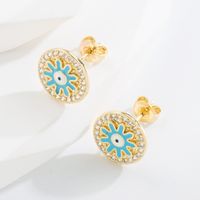 Fashion Eye Copper Ear Studs Inlay Zircon Copper Earrings 1 Pair sku image 3