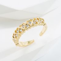 Fashion Heart Shape Copper Open Ring Plating Zircon Copper Rings 1 Piece sku image 2