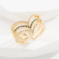 Fashion Heart Shape Copper Rings Inlay Zircon Copper Rings 1 Piece sku image 2