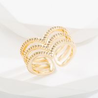 Fashion Heart Shape Copper Rings Inlay Zircon Copper Rings 1 Piece sku image 1
