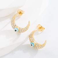 Fashion Eye Copper Ear Studs Inlay Zircon Copper Earrings 1 Pair sku image 1