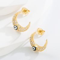 Fashion Eye Copper Ear Studs Inlay Zircon Copper Earrings 1 Pair sku image 2