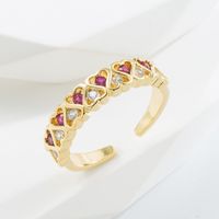 Fashion Heart Shape Copper Open Ring Plating Zircon Copper Rings 1 Piece sku image 4