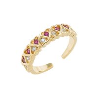 Fashion Heart Shape Copper Open Ring Plating Zircon Copper Rings 1 Piece main image 2