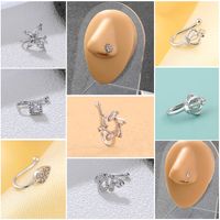 Simple Style Crown Flower Butterfly Copper Plating Inlay Zircon Nose Studs 1 Piece main image 1