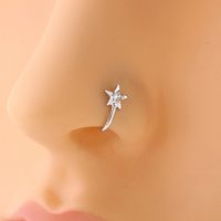 Simple Style Crown Flower Butterfly Copper Plating Inlay Zircon Nose Studs 1 Piece main image 9