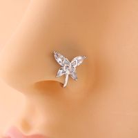 Simple Style Crown Flower Butterfly Copper Plating Inlay Zircon Nose Studs 1 Piece sku image 7