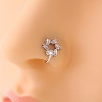 Simple Style Crown Flower Butterfly Copper Plating Inlay Zircon Nose Studs 1 Piece main image 4