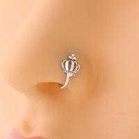 Simple Style Crown Flower Butterfly Copper Plating Inlay Zircon Nose Studs 1 Piece sku image 3