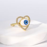 Einfacher Stil Herzform Auge Kupfer Vergoldet Zirkon Offener Ring In Masse sku image 3