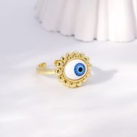 Einfacher Stil Herzform Auge Kupfer Vergoldet Zirkon Offener Ring In Masse sku image 1
