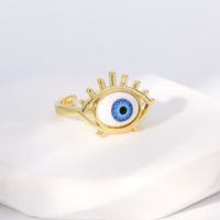 Einfacher Stil Herzform Auge Kupfer Vergoldet Zirkon Offener Ring In Masse sku image 2