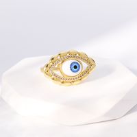 Einfacher Stil Herzform Auge Kupfer Vergoldet Zirkon Offener Ring In Masse sku image 4