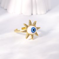 Einfacher Stil Herzform Auge Kupfer Vergoldet Zirkon Offener Ring In Masse sku image 5