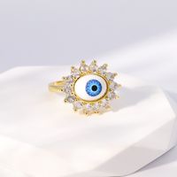 Einfacher Stil Herzform Auge Kupfer Vergoldet Zirkon Offener Ring In Masse sku image 6