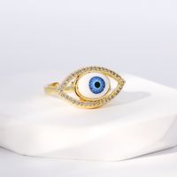 Einfacher Stil Herzform Auge Kupfer Vergoldet Zirkon Offener Ring In Masse sku image 7