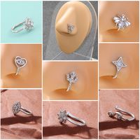 Fashion Heart Shape Eye Butterfly Copper Plating Inlay Zircon Nose Studs 1 Piece main image 1