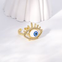 Einfacher Stil Herzform Auge Kupfer Vergoldet Zirkon Offener Ring In Masse sku image 8