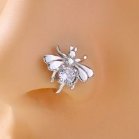 Fashion Heart Shape Eye Butterfly Copper Plating Inlay Zircon Nose Studs 1 Piece sku image 4