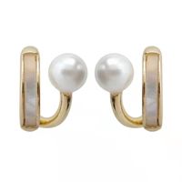 Mode Géométrique Alliage Incruster Perles Artificielles Femmes Boucles D'oreilles 1 Paire main image 2