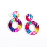 Womens Round Hand-woven Double Circle Alloy Earrings Nhll123869 sku image 7
