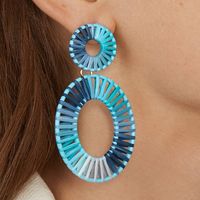 Womens Round Hand-woven Double Circle Alloy Earrings Nhll123869 sku image 10