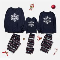 Cute Christmas Tree Snowflake Polyester Printing Patchwork Pants Sets Straight Pants Family Matching Outfits sku image 1